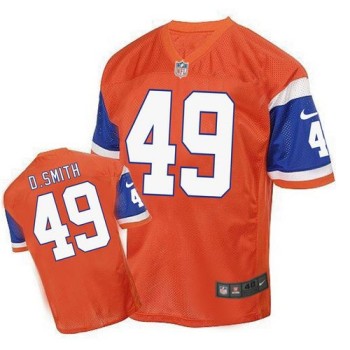 Broncos #49 Dennis Smith Orange Men's Stitched NFL Elite Throwback Jersey