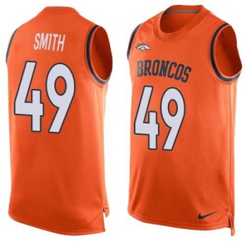 Broncos #49 Dennis Smith Orange Team Color Men's Stitched NFL Limited Tank Top Jersey