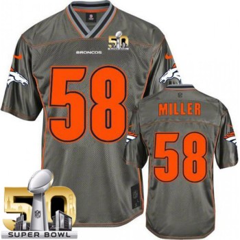 Broncos #58 Von Miller Grey Super Bowl 50 Men's Stitched NFL Elite Vapor Jersey Broncos #58 Von Miller Grey Super Bowl 50 Men's Stitched NFL Elite Vapor Jersey