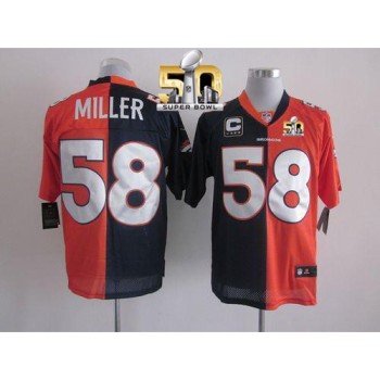 Broncos #58 Von Miller Orange/Navy Blue Super Bowl 50 Men's Stitched NFL Elite Split Jersey Broncos #58 Von Miller Orange/Navy Blue Super Bowl 50 Men's Stitched NFL Elite Split Jersey