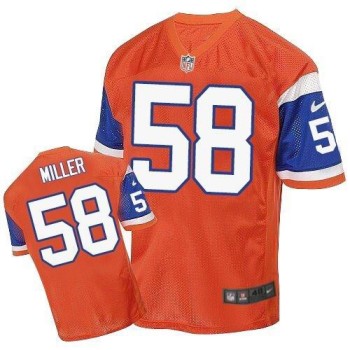 Broncos #58 Von Miller Orange Throwback Men's Stitched NFL Elite Jersey Broncos #58 Von Miller Orange Throwback Men's Stitched NFL Elite Jersey