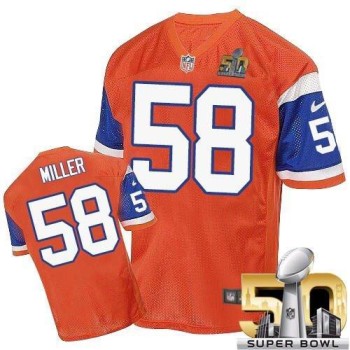 Broncos #58 Von Miller Orange Throwback Super Bowl 50 Men's Stitched NFL Elite Jersey Broncos #58 Von Miller Orange Throwback Super Bowl 50 Men's Stitched NFL Elite Jersey