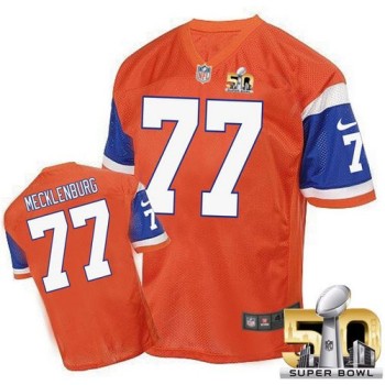 Broncos #77 Karl Mecklenburg Orange Super Bowl 50 Men's Stitched NFL Elite Throwback Jersey Broncos #77 Karl Mecklenburg Orange Super Bowl 50 Men's Stitched NFL Elite Throwback Jersey