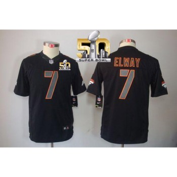 Broncos #7 John Elway Black Impact Super Bowl 50 Youth Stitched NFL Limited Jersey