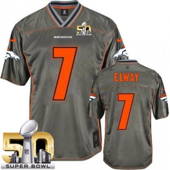 Broncos #7 John Elway Grey Super Bowl 50 Men's Stitched NFL Elite Vapor Jersey Broncos #7 John Elway Grey Super Bowl 50 Men's Stitched NFL Elite Vapor Jersey