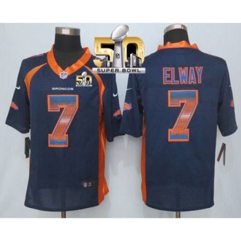 Broncos #7 John Elway Navy Blue Alternate Super Bowl 50 Men's Stitched NFL Limited Strobe Jersey Broncos #7 John Elway Navy Blue Alternate Super Bowl 50 Men's Stitched NFL Limited Strobe Jersey
