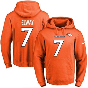 Broncos #7 John Elway Orange Name & Number Pullover NFL Hoodie Broncos #7 John Elway Orange Name & Number Pullover NFL Hoodie