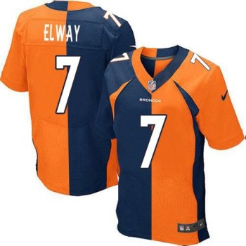 Broncos #7 John Elway Orange/Navy Blue Men's Stitched NFL Elite Split Jersey Broncos #7 John Elway Orange/Navy Blue Men's Stitched NFL Elite Split Jersey