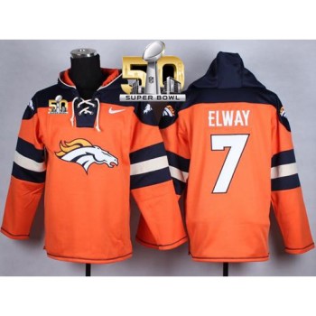 Broncos #7 John Elway Orange Super Bowl 50 Player Pullover NFL Hoodie Broncos #7 John Elway Orange Super Bowl 50 Player Pullover NFL Hoodie