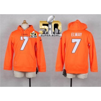 Broncos #7 John Elway Orange Super Bowl 50 Youth Player NFL Hoodie Broncos #7 John Elway Orange Super Bowl 50 Youth Player NFL Hoodie
