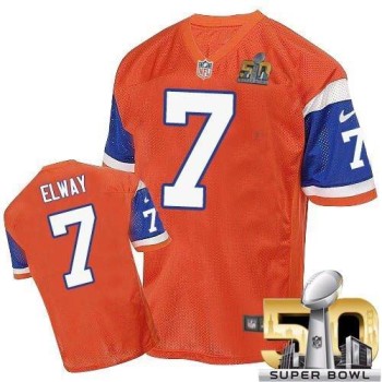 Broncos #7 John Elway Orange Throwback Super Bowl 50 Men's Stitched NFL Elite Jersey Broncos #7 John Elway Orange Throwback Super Bowl 50 Men's Stitched NFL Elite Jersey