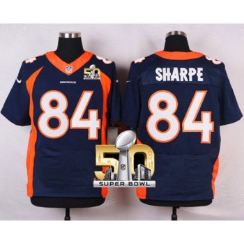 Broncos #84 Shannon Sharpe Navy Blue Alternate Super Bowl 50 Men's Stitched NFL Elite Jersey