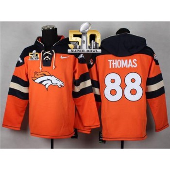 Broncos #88 Demaryius Thomas Orange Super Bowl 50 Player Pullover NFL Hoodie Broncos #88 Demaryius Thomas Orange Super Bowl 50 Player Pullover NFL Hoodie