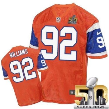 Broncos #92 Sylvester Williams Orange Throwback Super Bowl 50 Men's Stitched NFL Elite Jersey Broncos #92 Sylvester Williams Orange Throwback Super Bowl 50 Men's Stitched NFL Elite Jersey