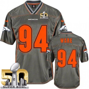 Broncos #94 DeMarcus Ware Grey Super Bowl 50 Men's Stitched NFL Elite Vapor Jersey Broncos #94 DeMarcus Ware Grey Super Bowl 50 Men's Stitched NFL Elite Vapor Jersey