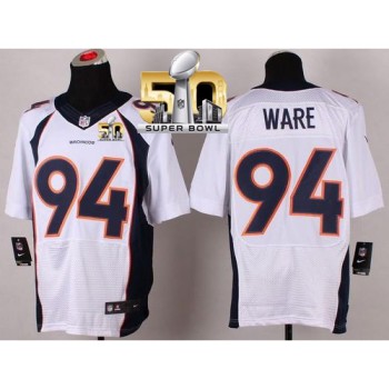 Broncos #94 DeMarcus Ware White Super Bowl 50 Men's Stitched NFL New Elite Jersey Broncos #94 DeMarcus Ware White Super Bowl 50 Men's Stitched NFL New Elite Jersey