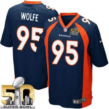 Broncos #95 Derek Wolfe Blue Alternate Super Bowl 50 Youth Stitched NFL New Elite Jersey
