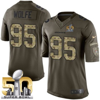 Broncos #95 Derek Wolfe Green Super Bowl 50 Men's Stitched NFL Limited Salute To Service Jersey