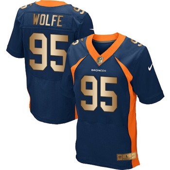 Broncos #95 Derek Wolfe Navy Blue Alternate Men's Stitched NFL New Elite Gold Jersey