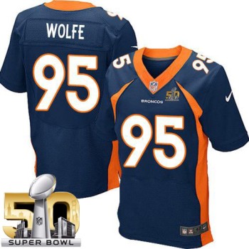 Broncos #95 Derek Wolfe Navy Blue Alternate Super Bowl 50 Men's Stitched NFL New Elite Jersey