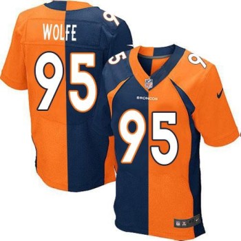 Broncos #95 Derek Wolfe Orange/Navy Blue Men's Stitched NFL Elite Split Jersey Broncos #95 Derek Wolfe Orange/Navy Blue Men's Stitched NFL Elite Split Jersey