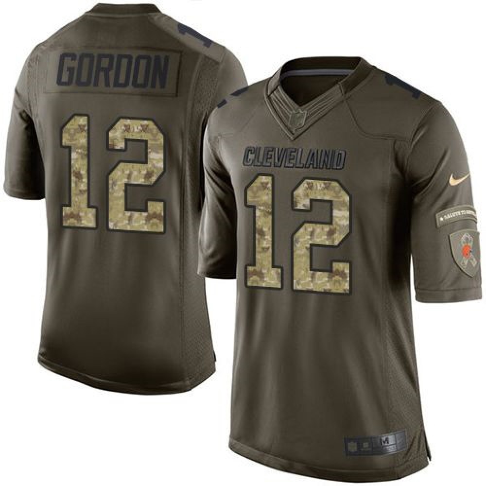 Browns #12 Josh Gordon Green Men's Stitched NFL Limited Salute to Service Jersey