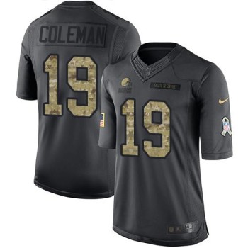 Browns #19 Corey Coleman Black Youth Stitched NFL Limited 2016 Salute to Service Jersey