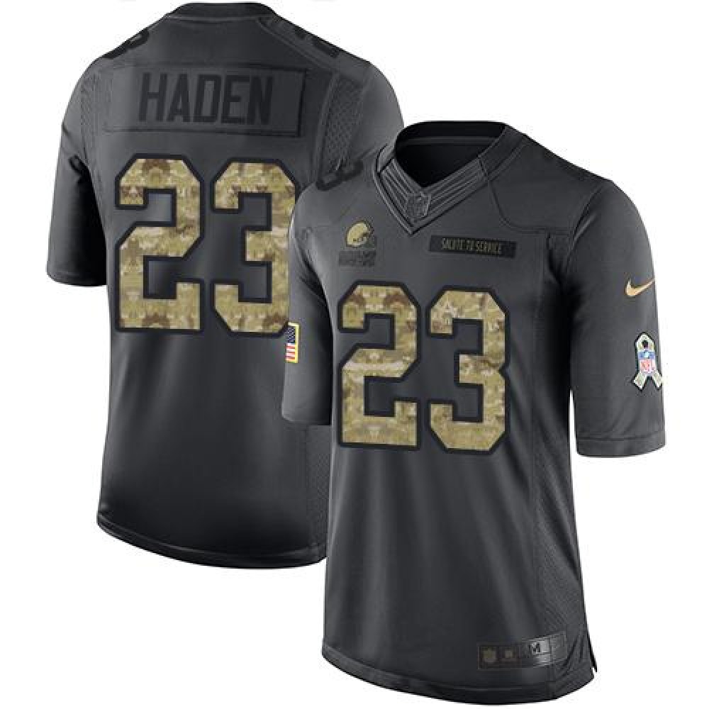 Browns #23 Joe Haden Black Men's Stitched NFL Limited 2016 Salute to Service Jersey