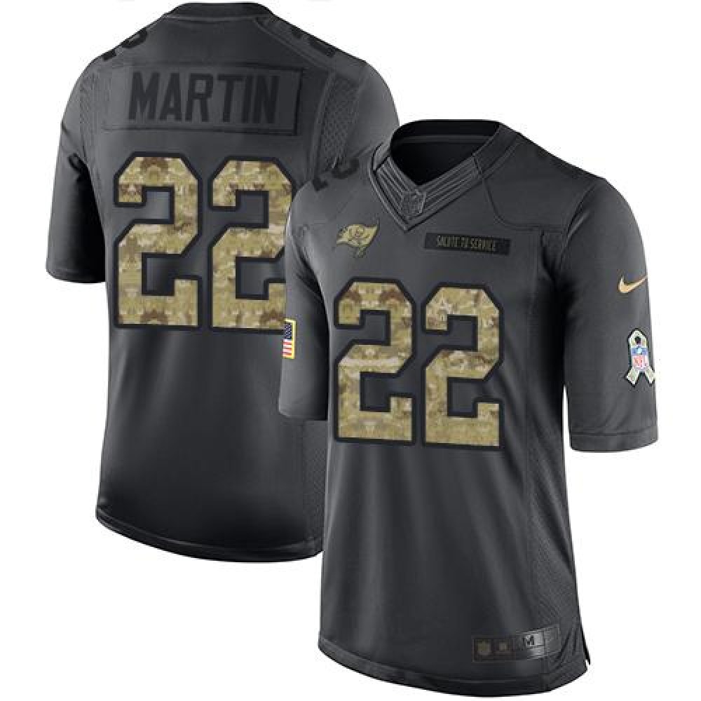 Buccaneers #22 Doug Martin Black Youth Stitched NFL Limited 2016 Salute to Service Jersey
