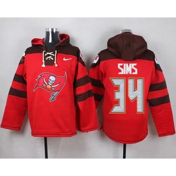 Buccaneers #34 Charles Sims Red Player Pullover NFL Hoodie Buccaneers #34 Charles Sims Red Player Pullover NFL Hoodie