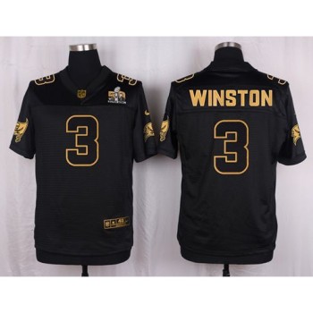Buccaneers #3 Jameis Winston Black Men's Stitched NFL Elite Pro Line Gold Collection Jersey Buccaneers #3 Jameis Winston Black Men's Stitched NFL Elite Pro Line Gold Collection Jersey