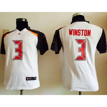 Buccaneers #3 Jameis Winston White Youth Stitched NFL New Elite Jersey