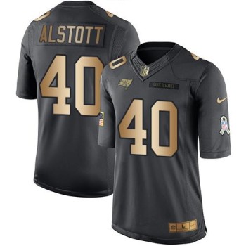 Buccaneers #40 Mike Alstott Black Men's Stitched NFL Limited Gold Salute To Service Jersey Buccaneers #40 Mike Alstott Black Men's Stitched NFL Limited Gold Salute To Service Jersey