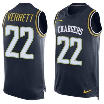 Chargers #22 Jason Verrett Navy Blue Team Color Men's Stitched NFL Limited Tank Top Jersey