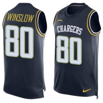 Chargers #80 Kellen Winslow Navy Blue Team Color Men's Stitched NFL Limited Tank Top Jersey