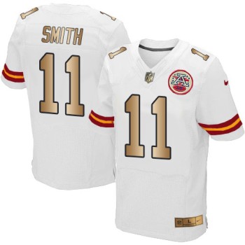 Chiefs #11 Alex Smith White Men's Stitched NFL Elite Gold Jersey Chiefs #11 Alex Smith White Men's Stitched NFL Elite Gold Jersey