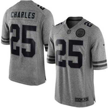 Chiefs #25 Jamaal Charles Gray Men's Stitched NFL Limited Gridiron Gray Jersey