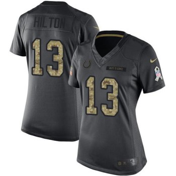Colts #13 T.Y. Hilton Black Women's Stitched NFL Limited 2016 Salute to Service Jersey