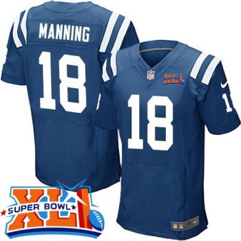 Colts #18 Peyton Manning Royal Blue Team Color Super Bowl XLI Men's Stitched NFL Elite Jersey