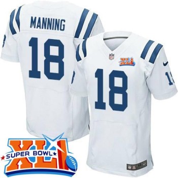 Colts #18 Peyton Manning White Super Bowl XLI Men's Stitched NFL Elite Jersey Colts #18 Peyton Manning White Super Bowl XLI Men's Stitched NFL Elite Jersey
