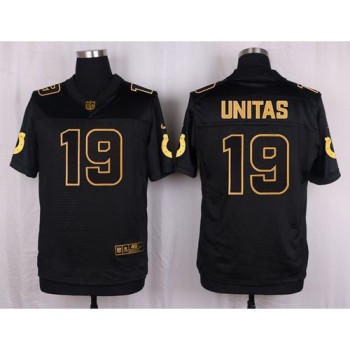 Colts #19 Johnny Unitas Black Men's Stitched NFL Elite Pro Line Gold Collection Jersey