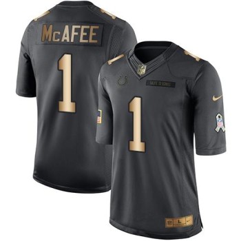 Colts #1 Pat McAfee Black Men's Stitched NFL Limited Gold Salute To Service Jersey Colts #1 Pat McAfee Black Men's Stitched NFL Limited Gold Salute To Service Jersey