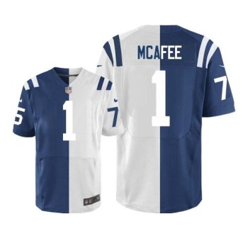 Colts #1 Pat McAfee Royal Blue/White Men's Stitched NFL Elite Split Jersey Colts #1 Pat McAfee Royal Blue/White Men's Stitched NFL Elite Split Jersey