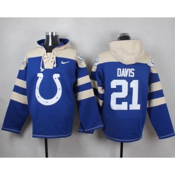 Colts #21 Vontae Davis Royal Blue Player Pullover NFL Hoodie