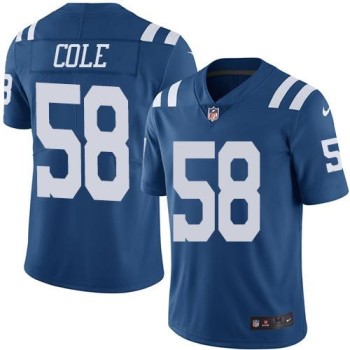 Colts #58 Trent Cole Royal Blue Men's Stitched NFL Limited Rush Jersey