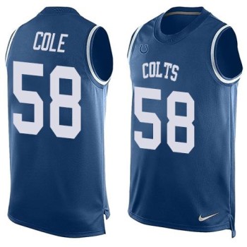 Colts #58 Trent Cole Royal Blue Team Color Men's Stitched NFL Limited Tank Top Jersey Colts #58 Trent Cole Royal Blue Team Color Men's Stitched NFL Limited Tank Top Jersey