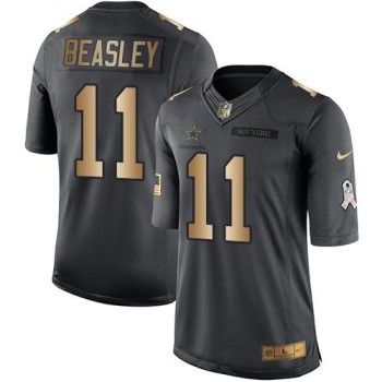 Cowboys #11 Cole Beasley Black Men's Stitched NFL Limited Gold Salute To Service Jersey