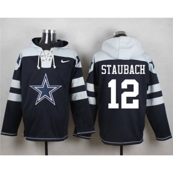 Cowboys #12 Roger Staubach Navy Blue Player Pullover NFL Hoodie Cowboys #12 Roger Staubach Navy Blue Player Pullover NFL Hoodie