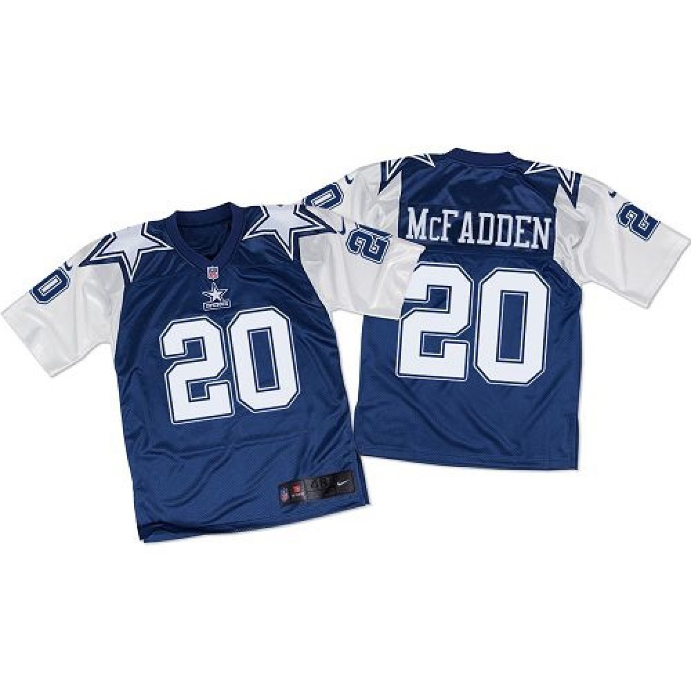 Cowboys #20 Darren McFadden Navy Blue/White Throwback Men's Stitched NFL Elite Jersey