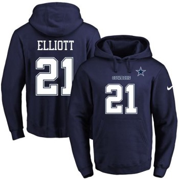 Cowboys #21 Ezekiel Elliott Navy Blue Name & Number Pullover NFL Hoodie Cowboys #21 Ezekiel Elliott Navy Blue Name & Number Pullover NFL Hoodie